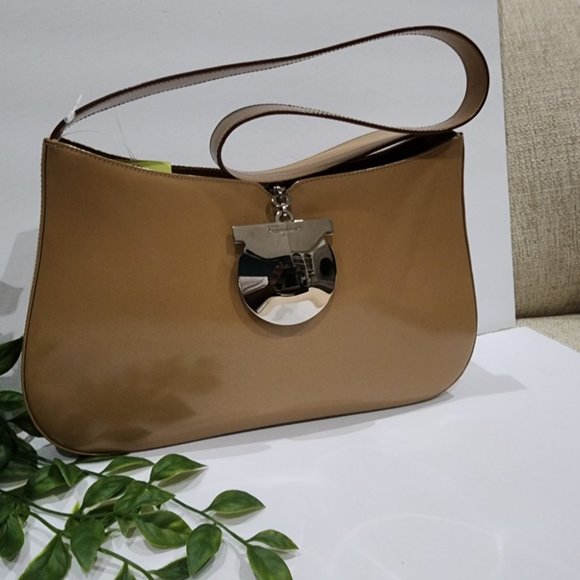AUTHENTIC EUC V Salvatore Ferragamo Patent Leather Shoulder Bag